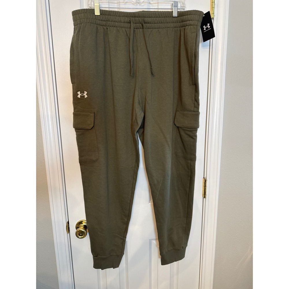 Under Armour Rival Fleece Cargo Joggers Mens 2XL Green Pants 1382134 NWT - Picture 12 of 15